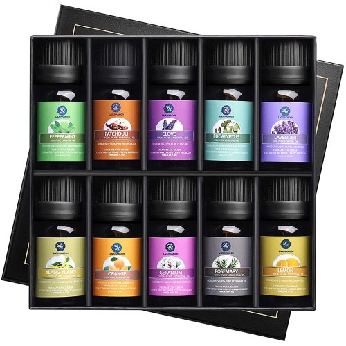 Set di Oli Essenziali LagunaMoon – Kit Aromaterapia Premium da 10 Fragranze per Diffusori e Relax| LagunaMoon Essential Oils Set – Premium Aromatherapy Kit with 10 Scents for Diffusers & Relaxation